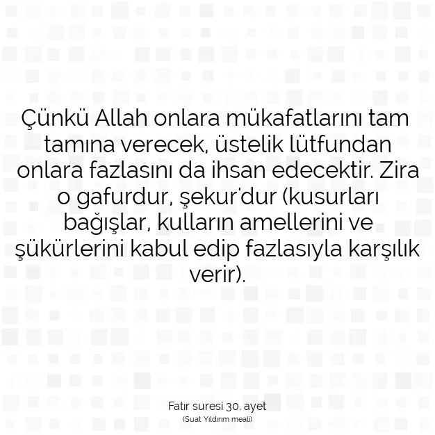 Ayetbul | Kuran Mealleri | Quran | Fatır suresi 30. ayet