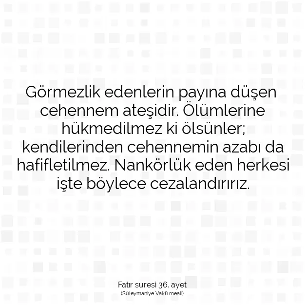 Ayetbul | Kuran Mealleri | Quran | Fatır suresi 36. ayet