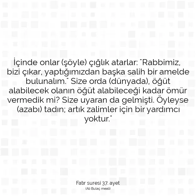 Ayetbul | Kuran Mealleri | Quran | Fatır suresi 37. ayet