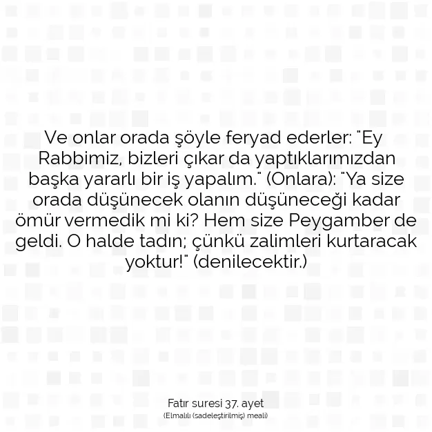 Ayetbul | Kuran Mealleri | Quran | Fatır suresi 37. ayet