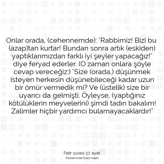 Ayetbul | Kuran Mealleri | Quran | Fatır suresi 37. ayet