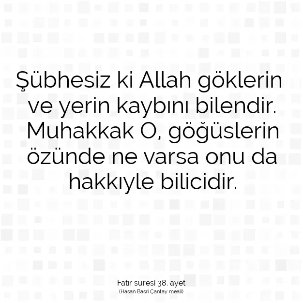 Ayetbul | Kuran Mealleri | Quran | Fatır suresi 38. ayet