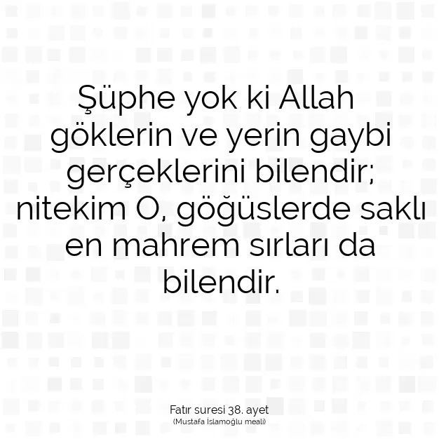 Ayetbul | Kuran Mealleri | Quran | Fatır suresi 38. ayet