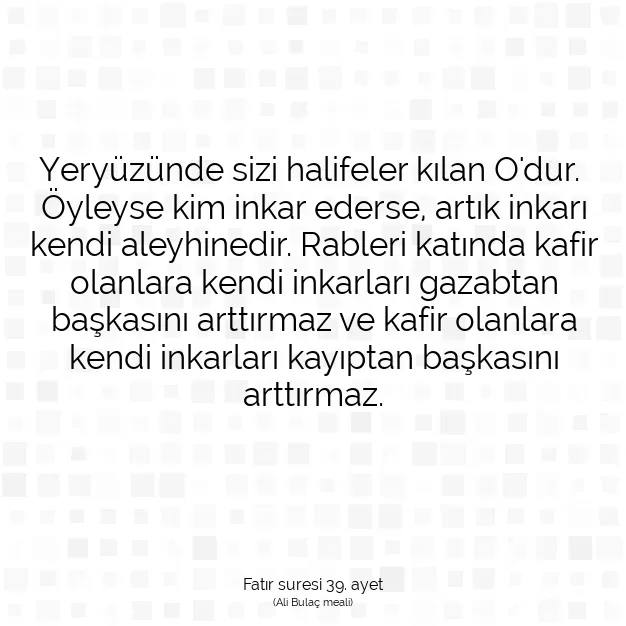 Ayetbul | Kuran Mealleri | Quran | Fatır suresi 39. ayet