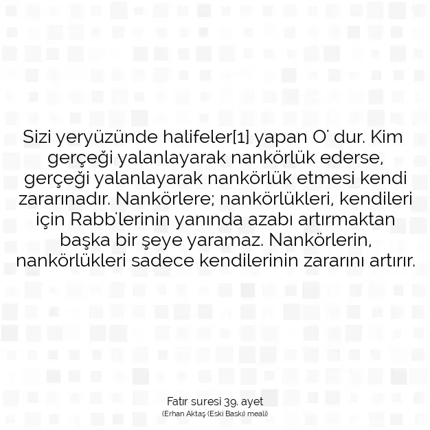 Ayetbul | Kuran Mealleri | Quran | Fatır suresi 39. ayet