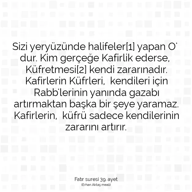 Ayetbul | Kuran Mealleri | Quran | Fatır suresi 39. ayet