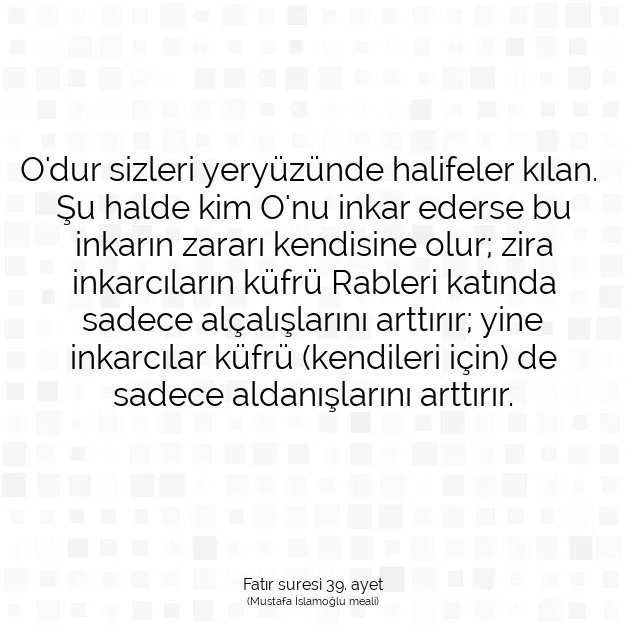 Ayetbul | Kuran Mealleri | Quran | Fatır suresi 39. ayet