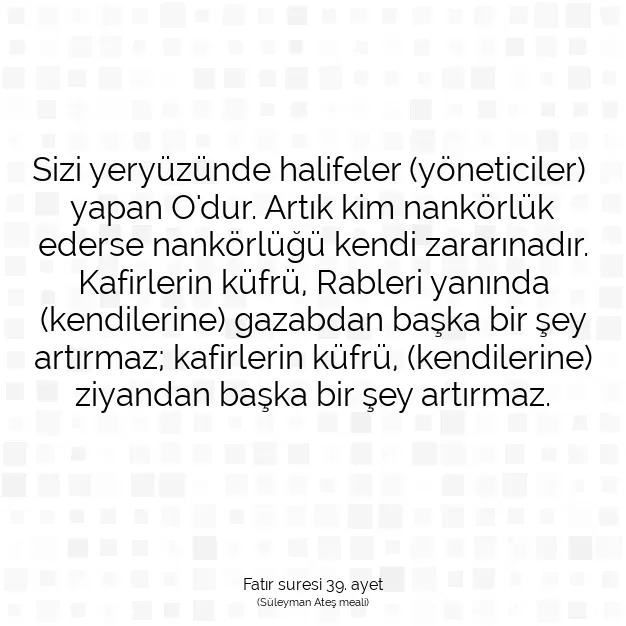 Ayetbul | Kuran Mealleri | Quran | Fatır suresi 39. ayet