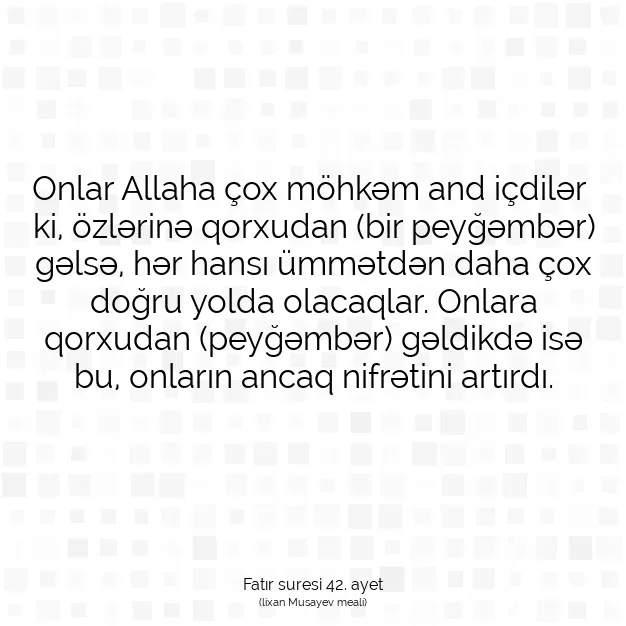 Ayetbul | Kuran Mealleri | Quran | Fatır suresi 42. ayet