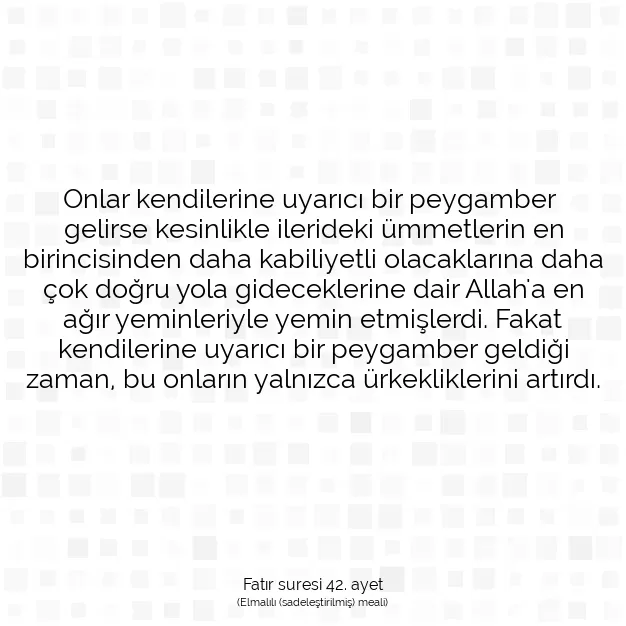 Ayetbul | Kuran Mealleri | Quran | Fatır suresi 42. ayet