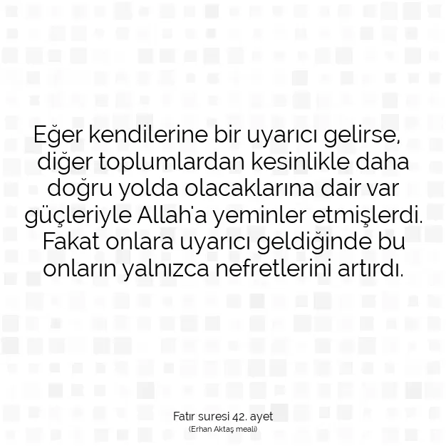 Ayetbul | Kuran Mealleri | Quran | Fatır suresi 42. ayet