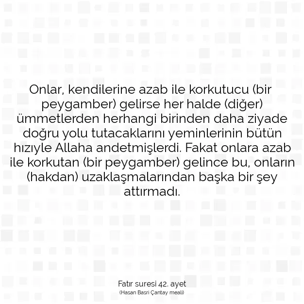 Ayetbul | Kuran Mealleri | Quran | Fatır suresi 42. ayet