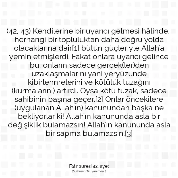 Ayetbul | Kuran Mealleri | Quran | Fatır suresi 42. ayet