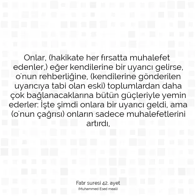 Ayetbul | Kuran Mealleri | Quran | Fatır suresi 42. ayet