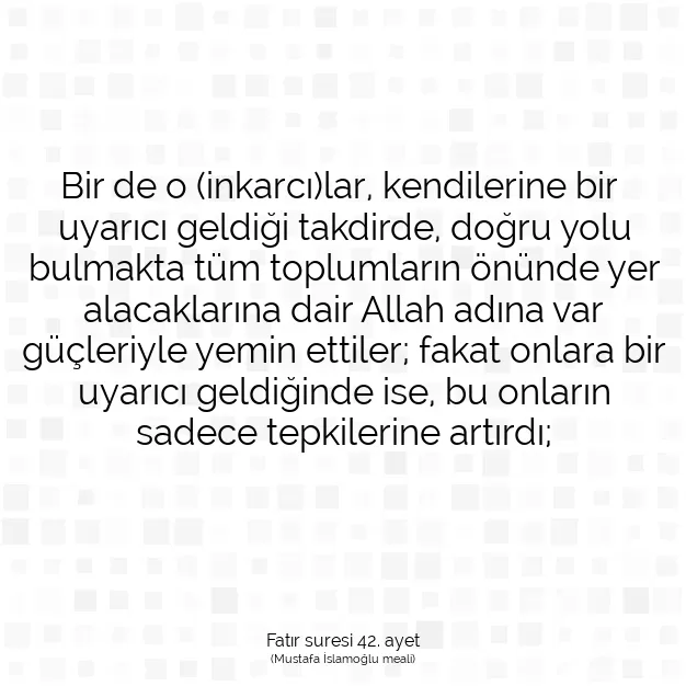 Ayetbul | Kuran Mealleri | Quran | Fatır suresi 42. ayet