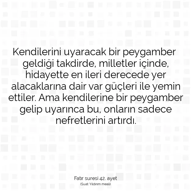 Ayetbul | Kuran Mealleri | Quran | Fatır suresi 42. ayet