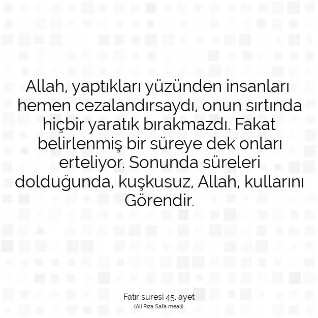 Ayetbul | Kuran Mealleri | Quran | Fatır suresi 45. ayet