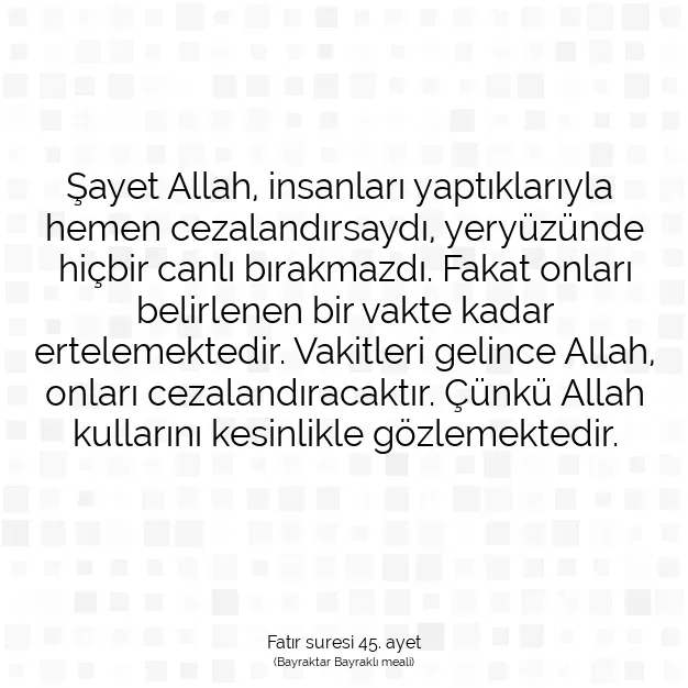 Ayetbul | Kuran Mealleri | Quran | Fatır suresi 45. ayet