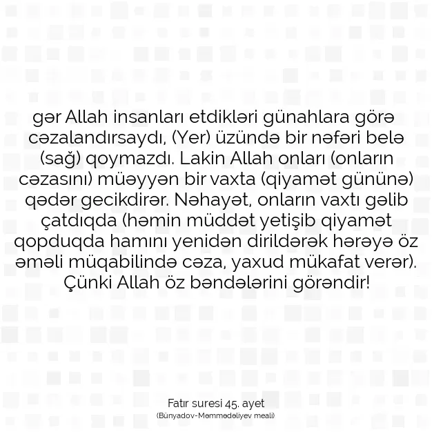 Ayetbul | Kuran Mealleri | Quran | Fatır suresi 45. ayet