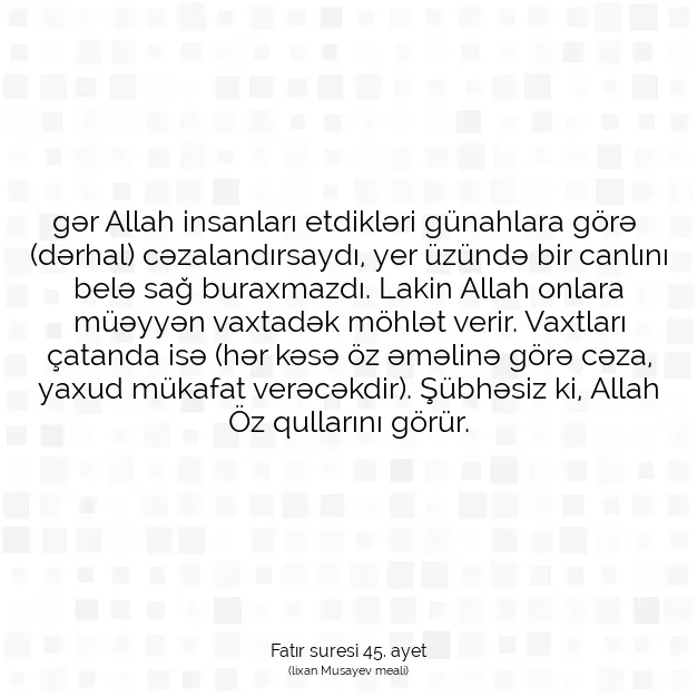 Ayetbul | Kuran Mealleri | Quran | Fatır suresi 45. ayet