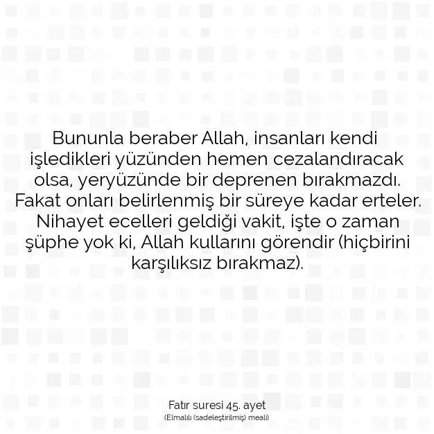 Ayetbul | Kuran Mealleri | Quran | Fatır suresi 45. ayet