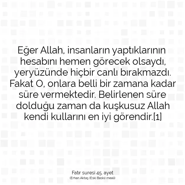 Ayetbul | Kuran Mealleri | Quran | Fatır suresi 45. ayet