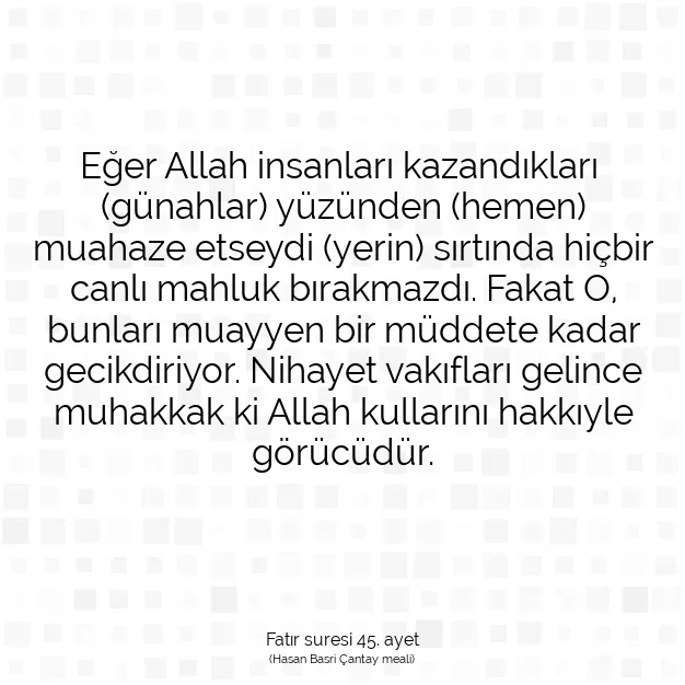 Ayetbul | Kuran Mealleri | Quran | Fatır suresi 45. ayet