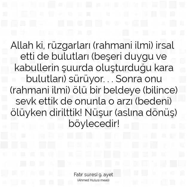 Ayetbul | Kuran Mealleri | Quran | Fatır suresi 9. ayet