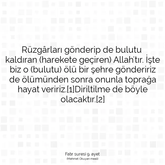 Ayetbul | Kuran Mealleri | Quran | Fatır suresi 9. ayet