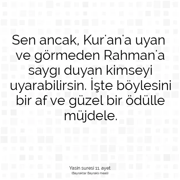 Ayetbul | Kuran Mealleri | Quran | Yasin suresi 11. ayet