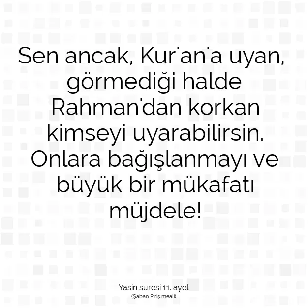 Ayetbul | Kuran Mealleri | Quran | Yasin suresi 11. ayet