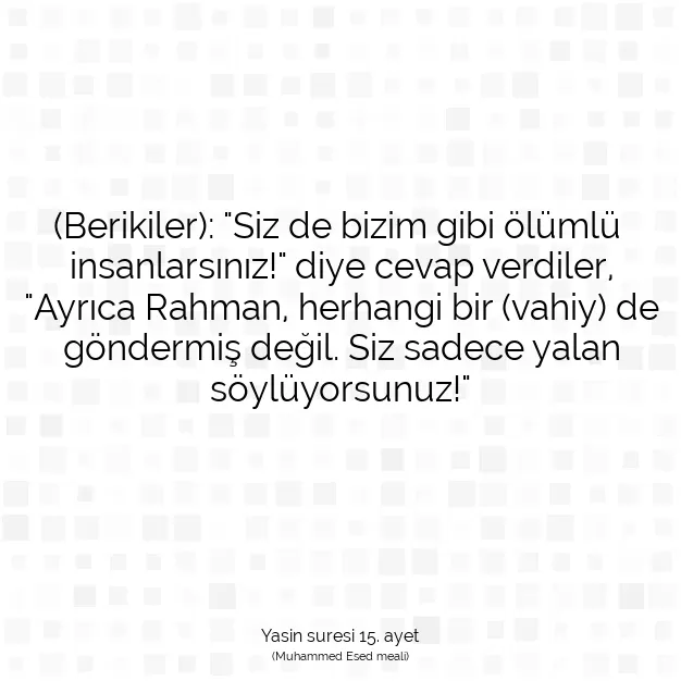 Ayetbul | Kuran Mealleri | Quran | Yasin suresi 15. ayet