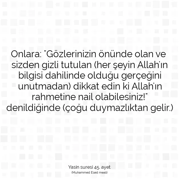 Ayetbul | Kuran Mealleri | Quran | Yasin suresi 45. ayet