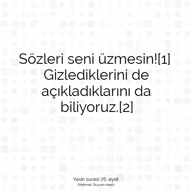 Ayetbul | Kuran Mealleri | Quran | Yasin suresi 76. ayet