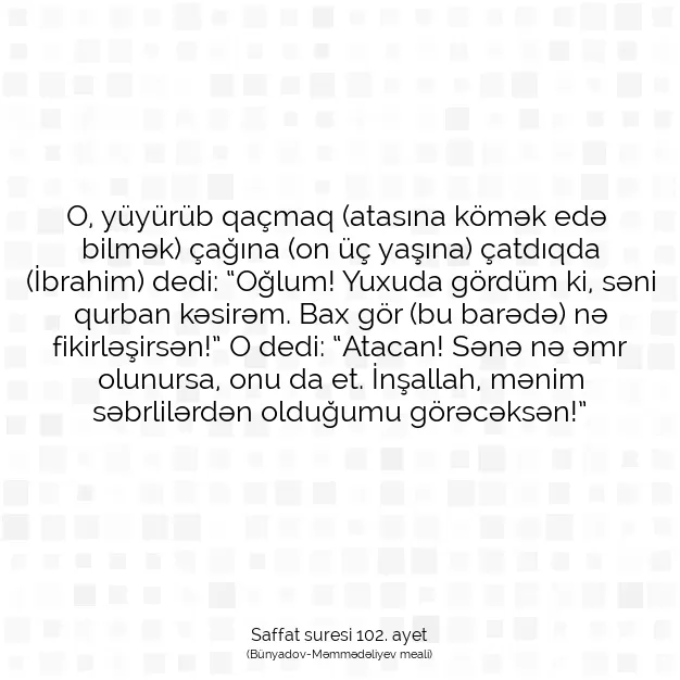 Ayetbul | Kuran Mealleri | Quran | Saffat suresi 102. ayet