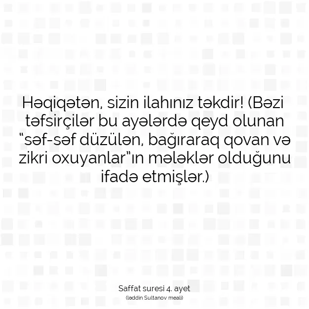 Ayetbul | Kuran Mealleri | Quran | Saffat suresi 4. ayet