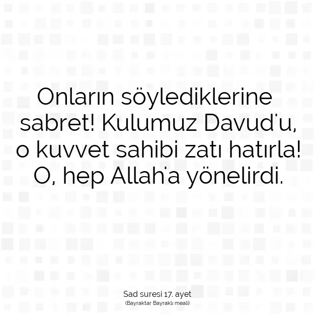 Ayetbul | Kuran Mealleri | Quran | Sad suresi 17. ayet