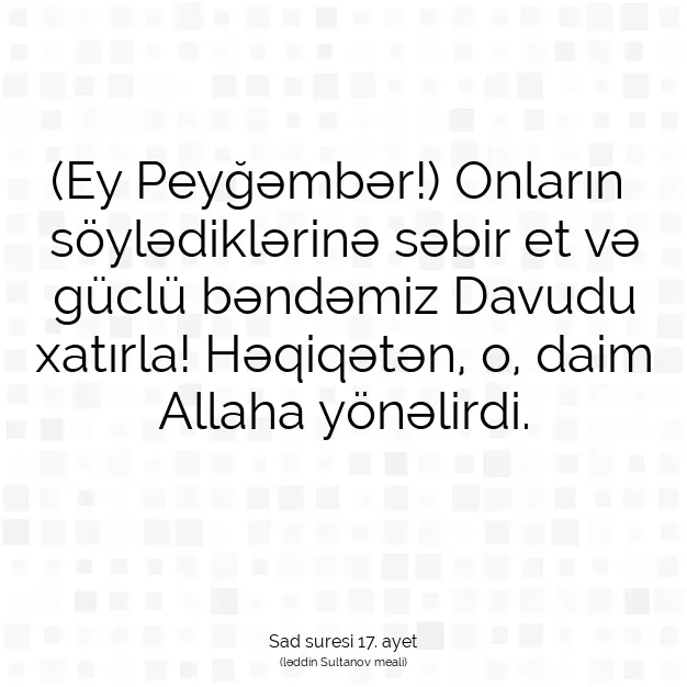 Ayetbul | Kuran Mealleri | Quran | Sad suresi 17. ayet