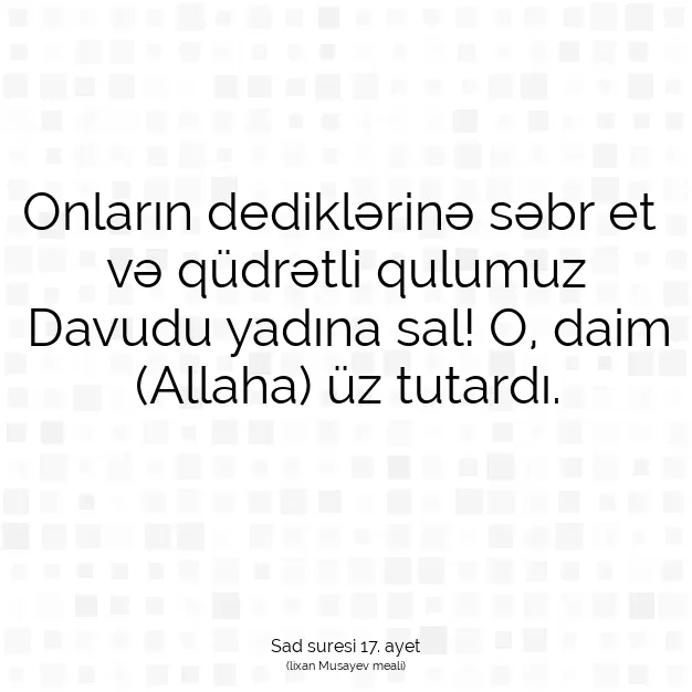 Ayetbul | Kuran Mealleri | Quran | Sad suresi 17. ayet