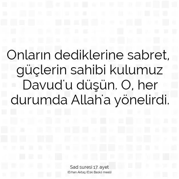 Ayetbul | Kuran Mealleri | Quran | Sad suresi 17. ayet