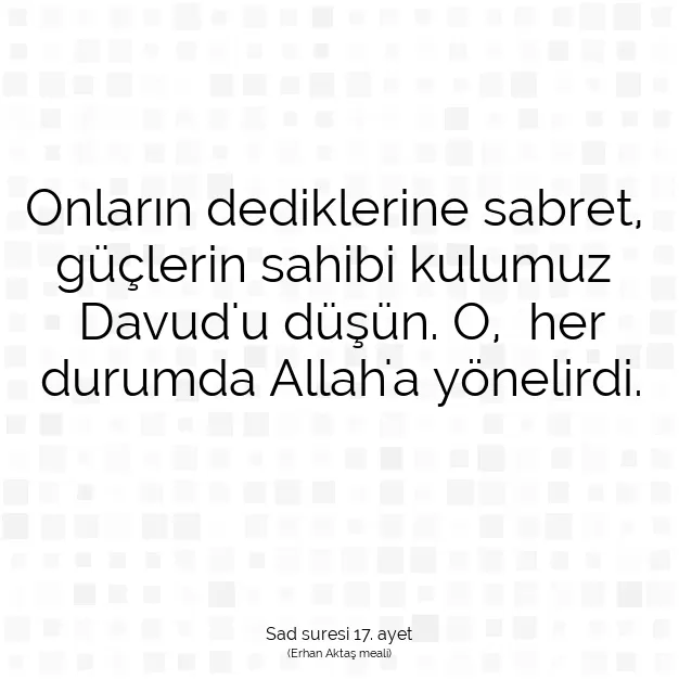 Ayetbul | Kuran Mealleri | Quran | Sad suresi 17. ayet