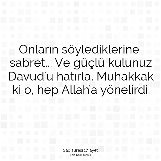 Ayetbul | Kuran Mealleri | Quran | Sad suresi 17. ayet