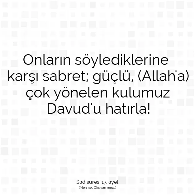 Ayetbul | Kuran Mealleri | Quran | Sad suresi 17. ayet