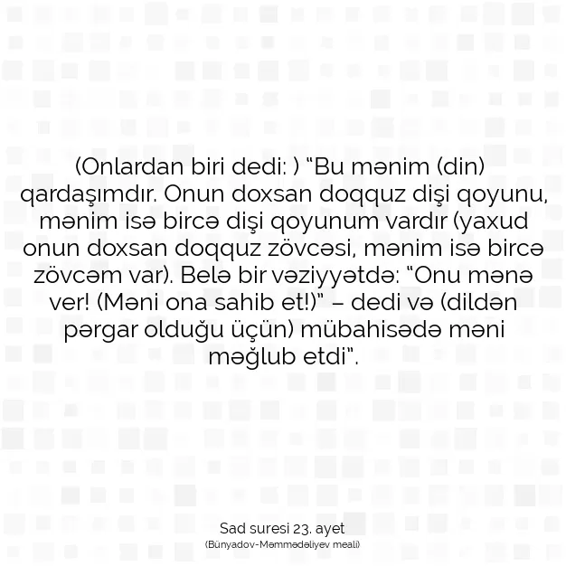 Ayetbul | Kuran Mealleri | Quran | Sad suresi 23. ayet