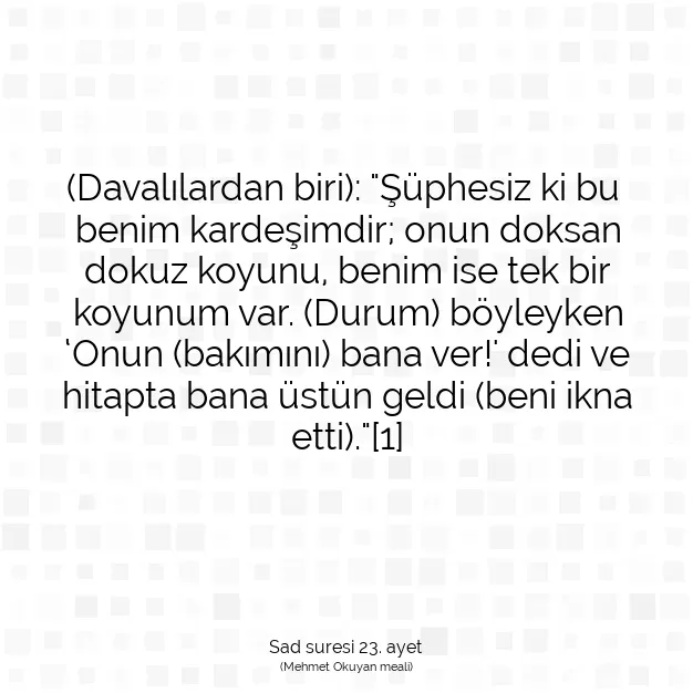 Ayetbul | Kuran Mealleri | Quran | Sad suresi 23. ayet