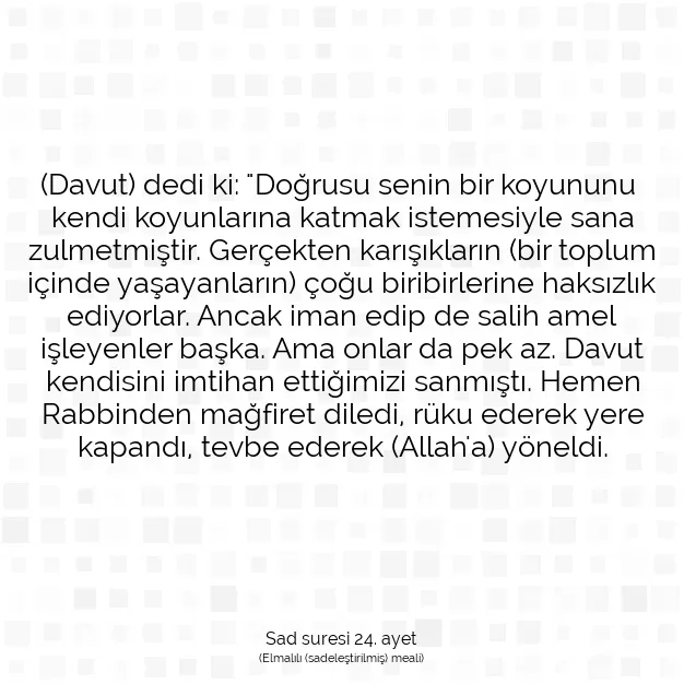 Ayetbul | Kuran Mealleri | Quran | Sad suresi 24. ayet