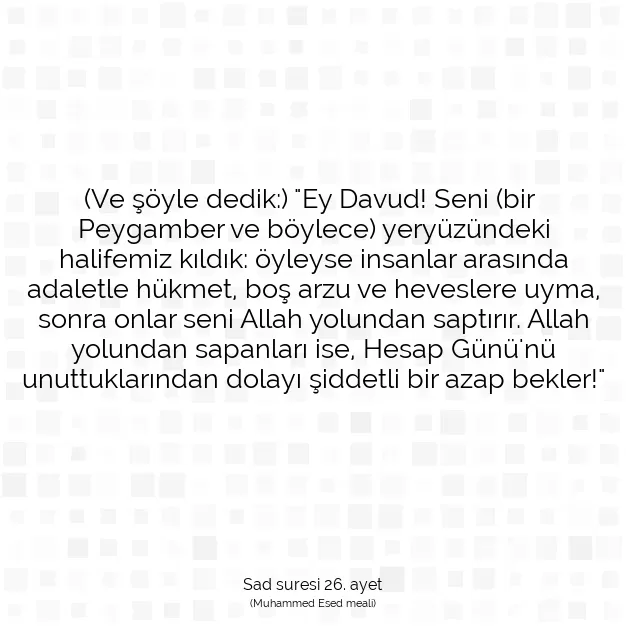 Ayetbul | Kuran Mealleri | Quran | Sad suresi 26. ayet