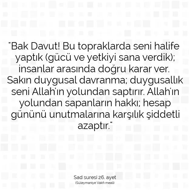 Ayetbul | Kuran Mealleri | Quran | Sad suresi 26. ayet