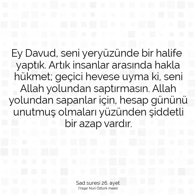 Ayetbul | Kuran Mealleri | Quran | Sad suresi 26. ayet