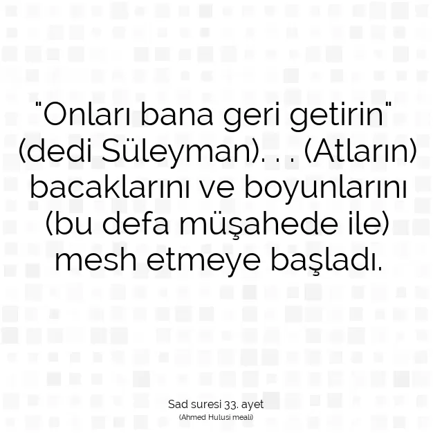 Ayetbul | Kuran Mealleri | Quran | Sad suresi 33. ayet